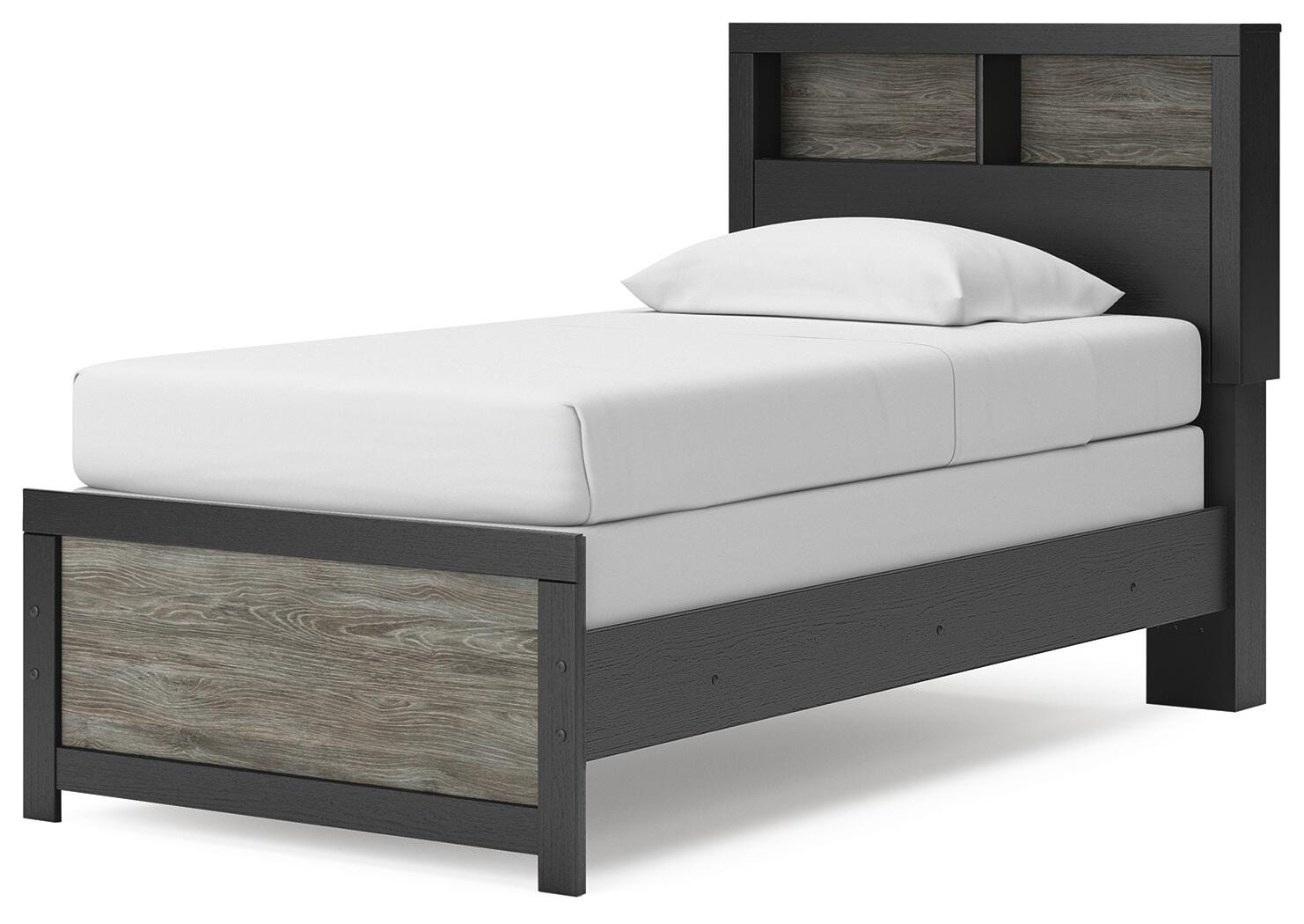 Jonnifer Black/Gray Twin Bookcase Bed