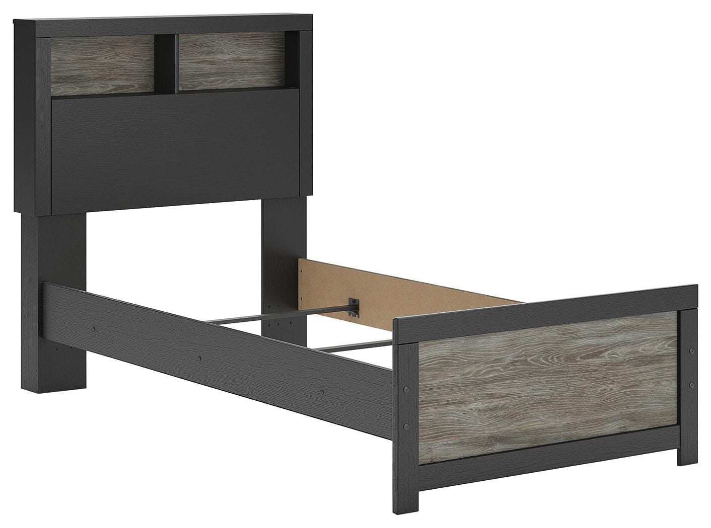 Jonnifer Black/Gray Twin Bookcase Bed