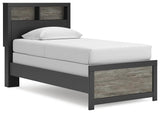 Jonnifer Black/Gray Twin Bookcase Bed
