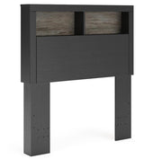 Jonnifer Black/Gray Twin Bookcase Headboard