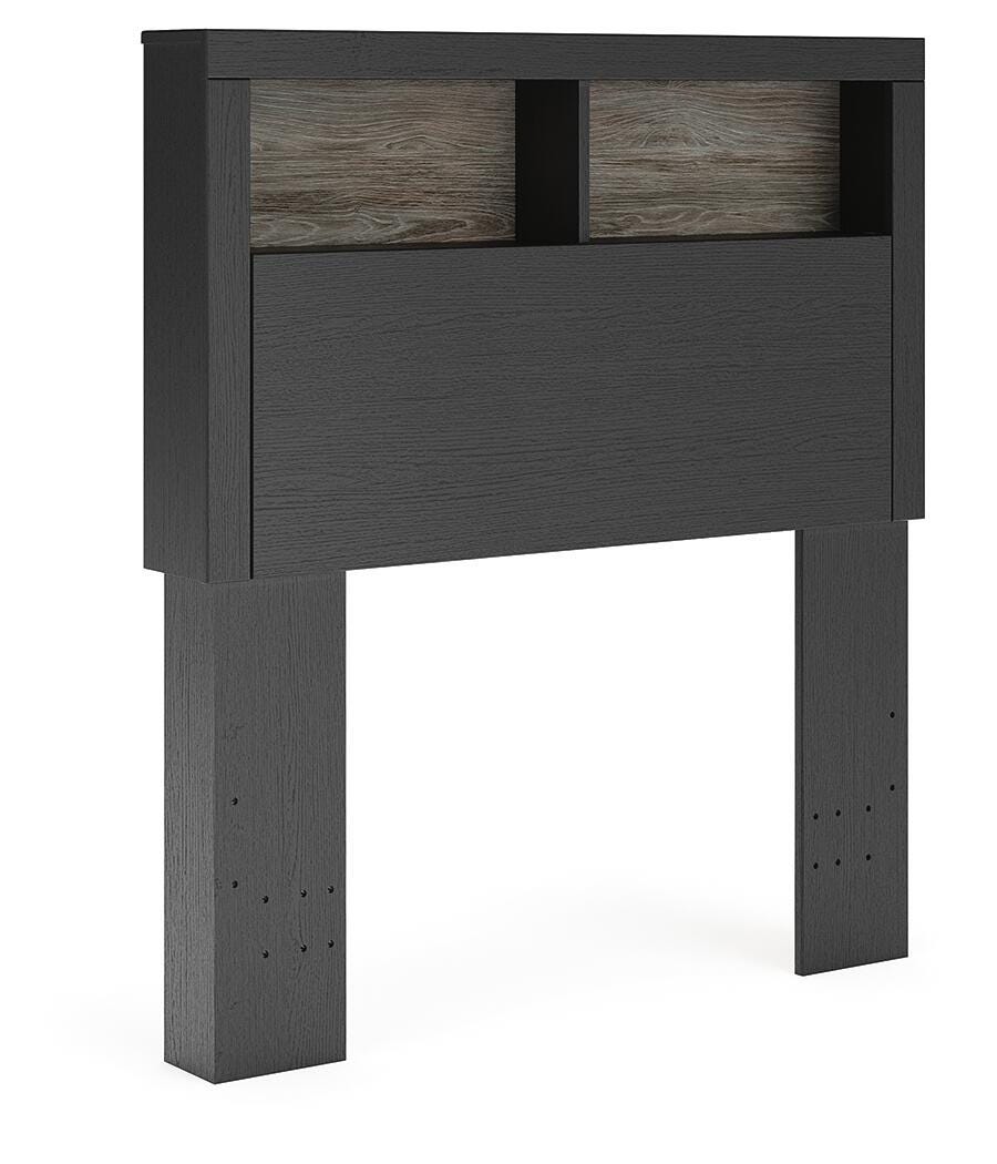 Jonnifer Black/Gray Twin Bookcase Headboard
