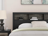 Jonnifer Black/Gray Queen Bookcase Headboard