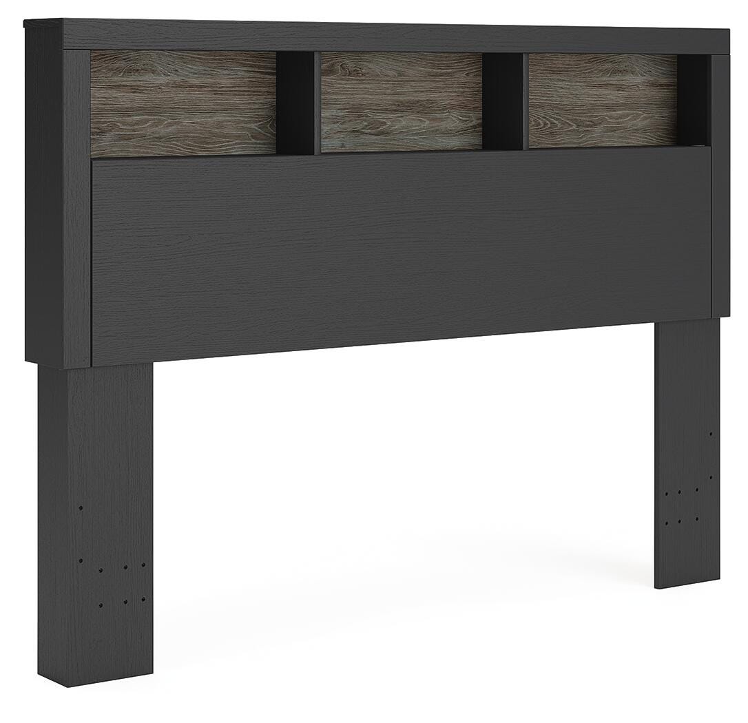 Jonnifer Black/Gray Queen Bookcase Headboard