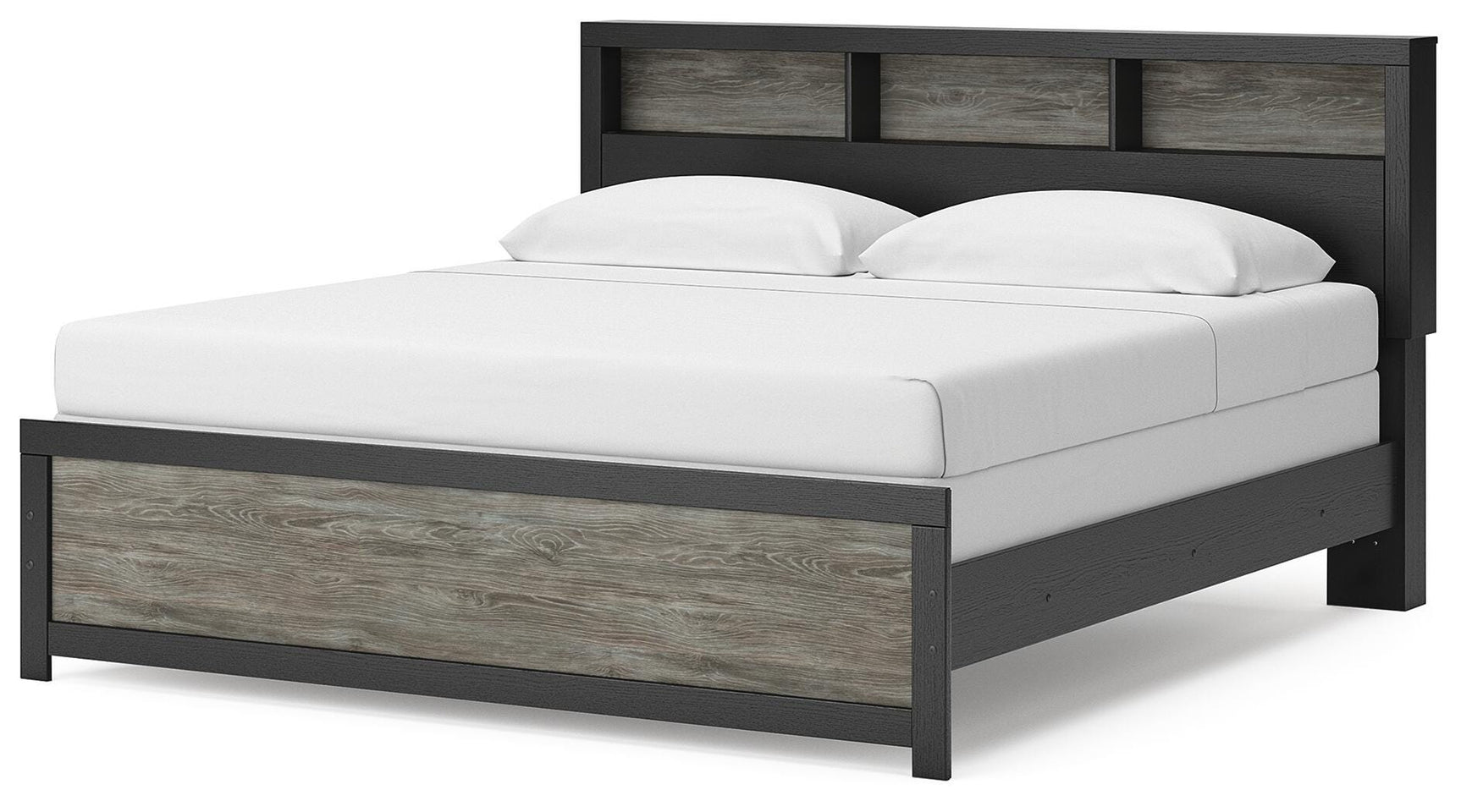 Jonnifer Black/Gray King Bookcase Bed