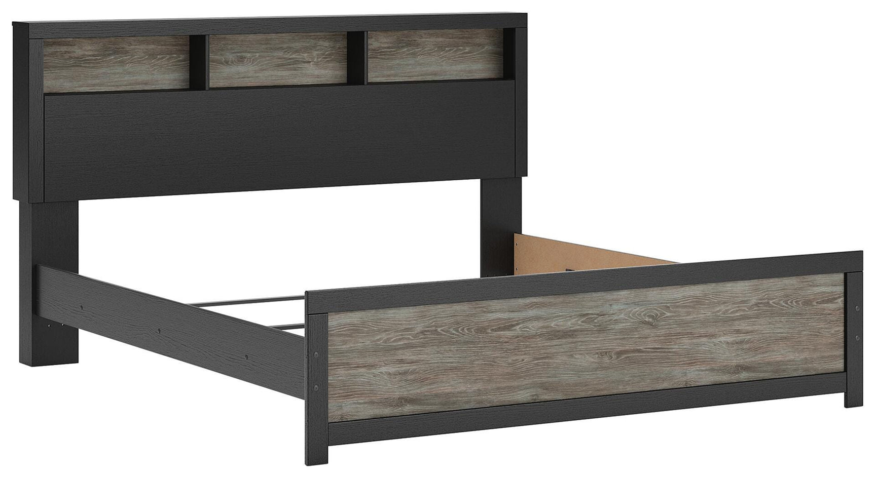 Jonnifer Black/Gray King Bookcase Bed