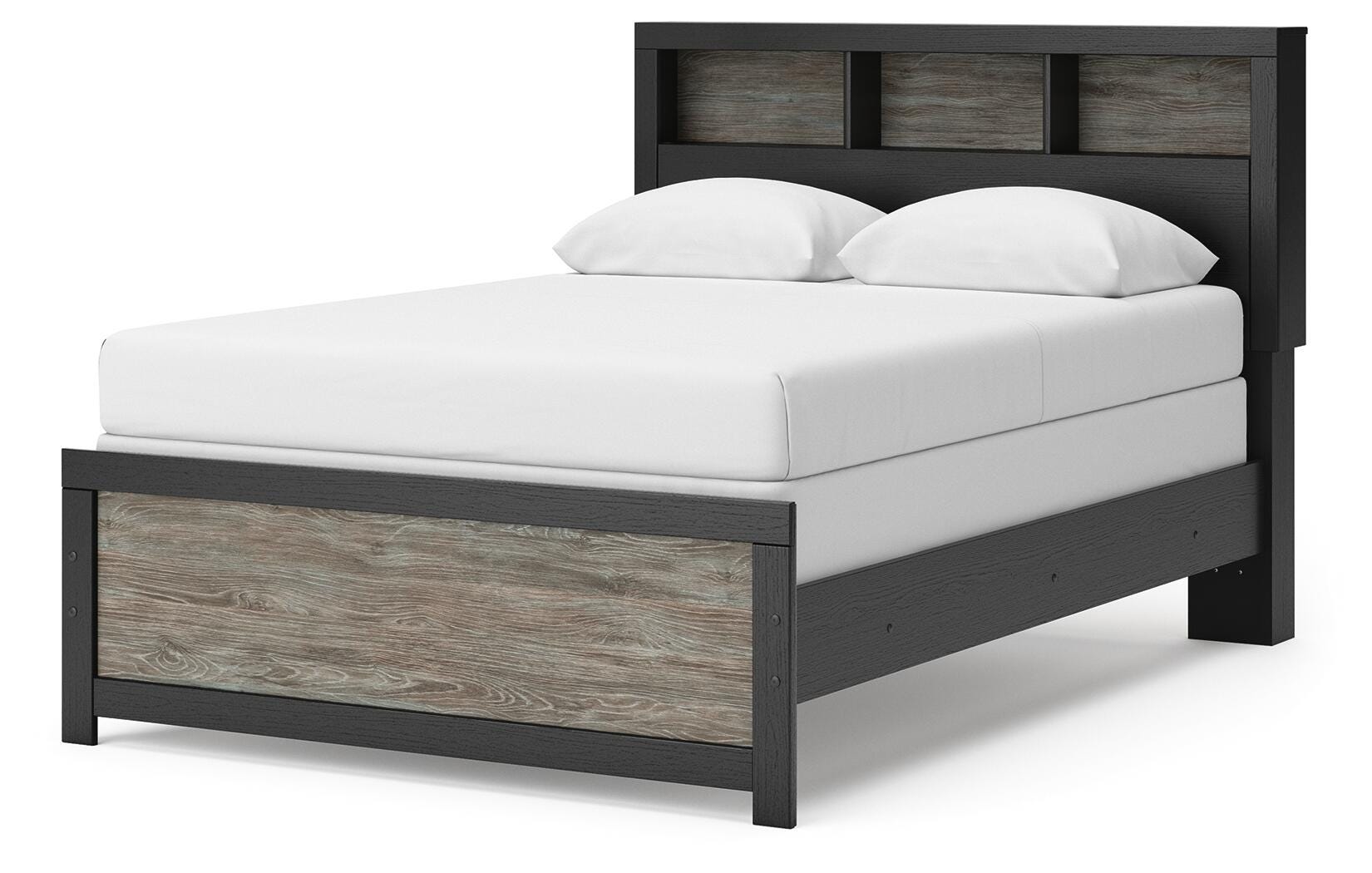Jonnifer Black/Gray Full Bookcase Bed