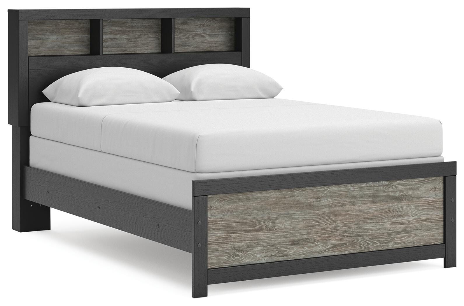 Jonnifer Black/Gray Full Bookcase Bed