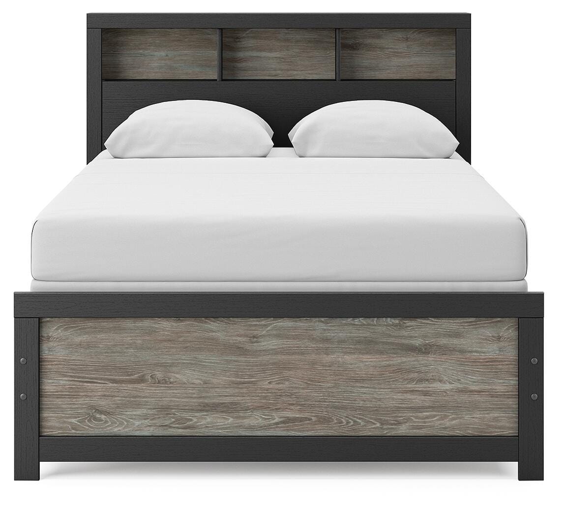 Jonnifer Black/Gray Full Bookcase Bed