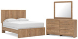 Gramburg Warm Natural Brown Queen Panel Bed, Dresser and Mirror (Online Special Price)