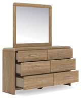 Gramburg Warm Natural Brown Queen Panel Bed, Dresser and Mirror (Online Special Price)