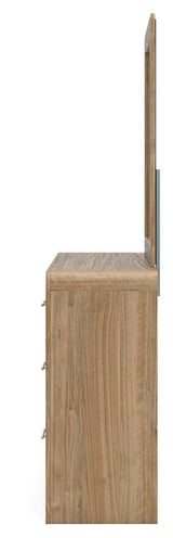 Gramburg Warm Natural Brown Queen Panel Bed, Dresser and Mirror (Online Special Price)