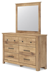 Makidern Tan King Panel Bed, Dresser, Mirror and 2 Nightstands (Online Special Price)