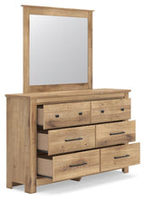 Makidern Tan King Panel Bed, Dresser, Mirror and 2 Nightstands (Online Special Price)