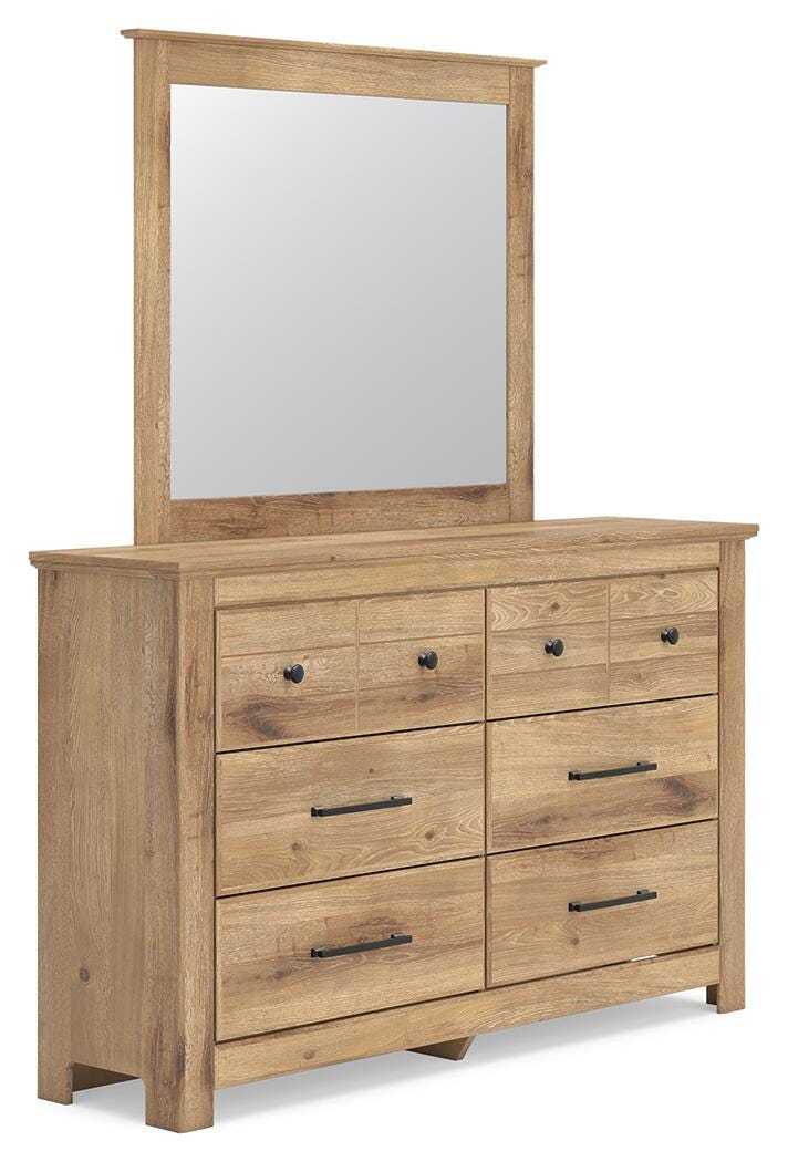 Makidern Tan King Panel Bed, Dresser, Mirror and 2 Nightstands (Online Special Price)