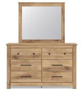 Makidern Tan King Panel Bed, Dresser, Mirror and 2 Nightstands (Online Special Price)