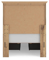 Fenderport Tan Twin Panel Storage Bed with Panel Footboard and 2 Under Bed Storage Units (Online Special Price)