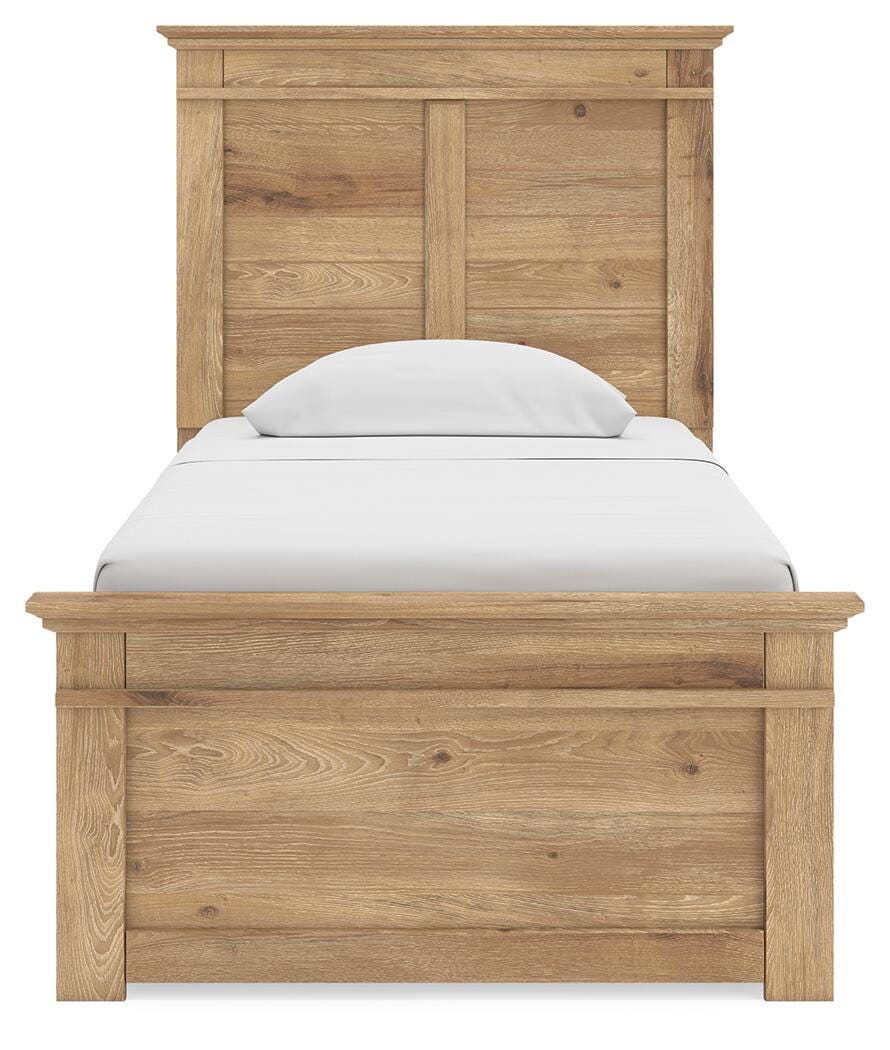 Fenderport Tan Twin Panel Storage Bed with Panel Footboard and 2 Under Bed Storage Units