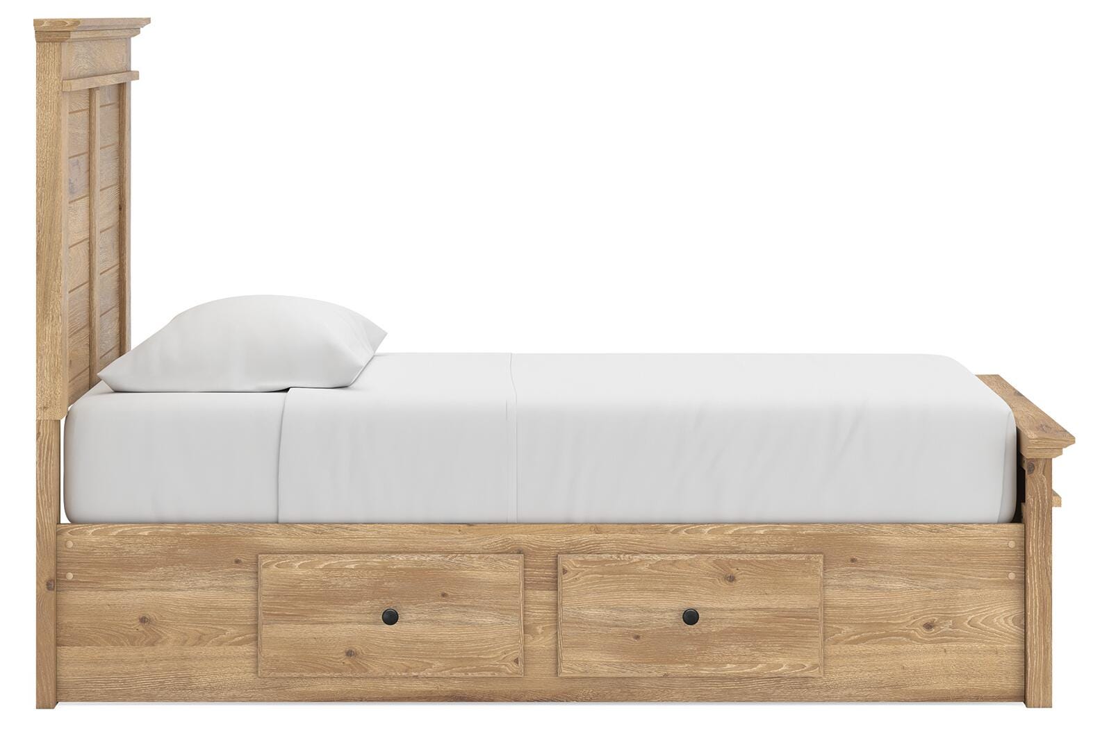 Fenderport Tan Twin Panel Storage Bed with Panel Footboard and 2 Under Bed Storage Units