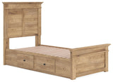 Fenderport Tan Twin Panel Storage Bed with Panel Footboard and Under Bed Storage (Online Special Price)