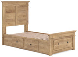 Fenderport Tan Twin Panel Storage Bed with Storage Footboard and 2 Under Bed Storage Units (Online Special Price)