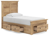 Fenderport Tan Twin Panel Storage Bed with Storage Footboard and 2 Under Bed Storage Units