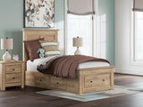 Fenderport Tan Twin Panel Storage Bed with Storage Footboard and 2 Under Bed Storage Units