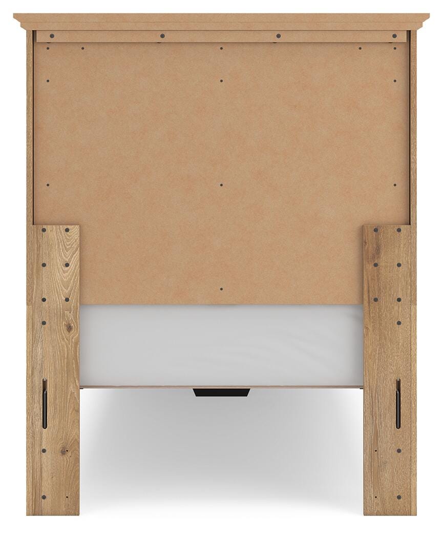Fenderport Tan Twin Panel Storage Bed with Storage Footboard (Online Special Price)