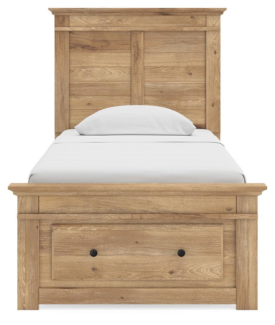 Fenderport Tan Twin Panel Storage Bed with Storage Footboard (Online Special Price)
