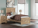 Fenderport Tan Twin Panel Storage Bed with Storage Footboard (Online Special Price)