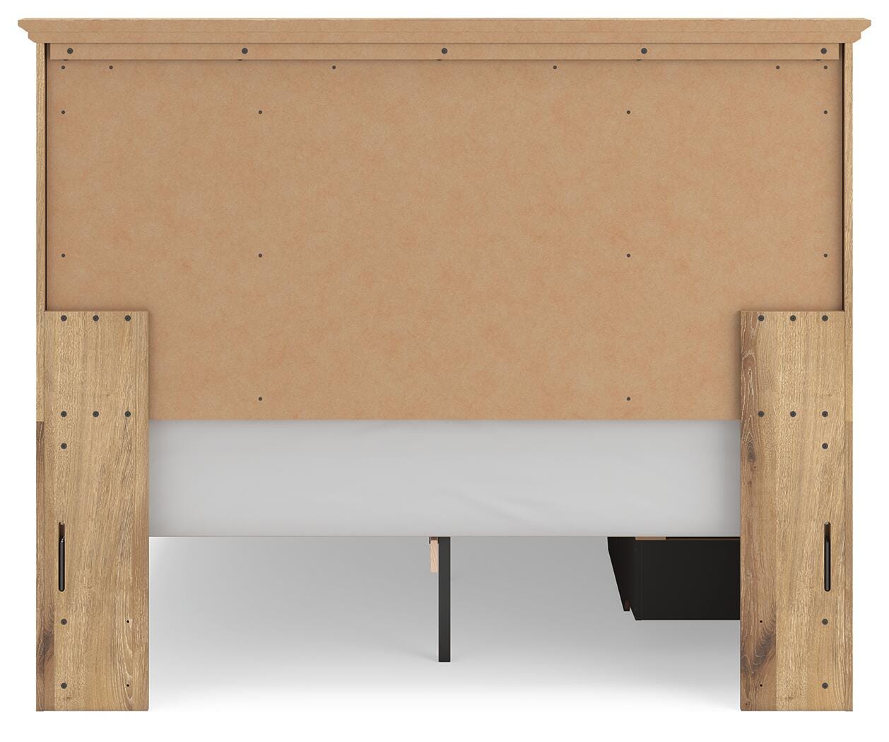 Fenderport Tan Queen Panel Storage Bed with Panel Footboard and Under Bed Storage