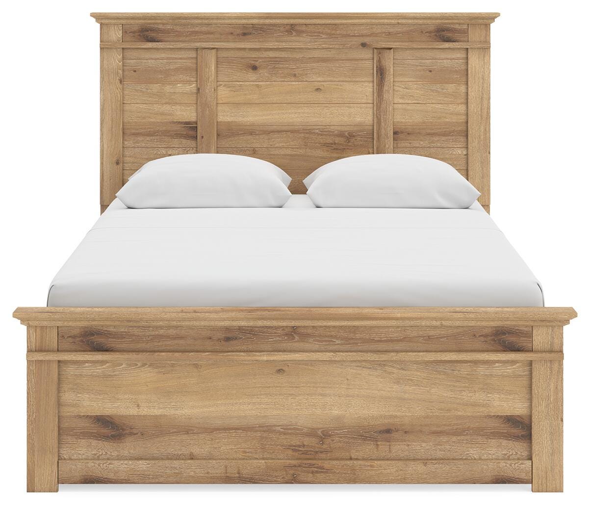 Fenderport Tan Queen Panel Storage Bed with Panel Footboard and Under Bed Storage
