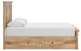Fenderport Tan Queen Panel Storage Bed with Panel Footboard and Under Bed Storage