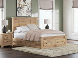 Fenderport Tan Queen Panel Storage Bed with Storage Footboard and 2 Under Bed Storage Units