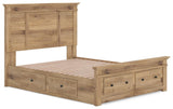 Fenderport Tan Queen Panel Storage Bed with Storage Footboard and 2 Under Bed Storage Units