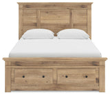 Fenderport Tan Queen Panel Storage Bed with Storage Footboard and 2 Under Bed Storage Units