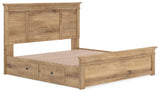 Fenderport Tan King Panel Storage Bed with Panel Footboard and Under Bed Storage (Online Special Price)