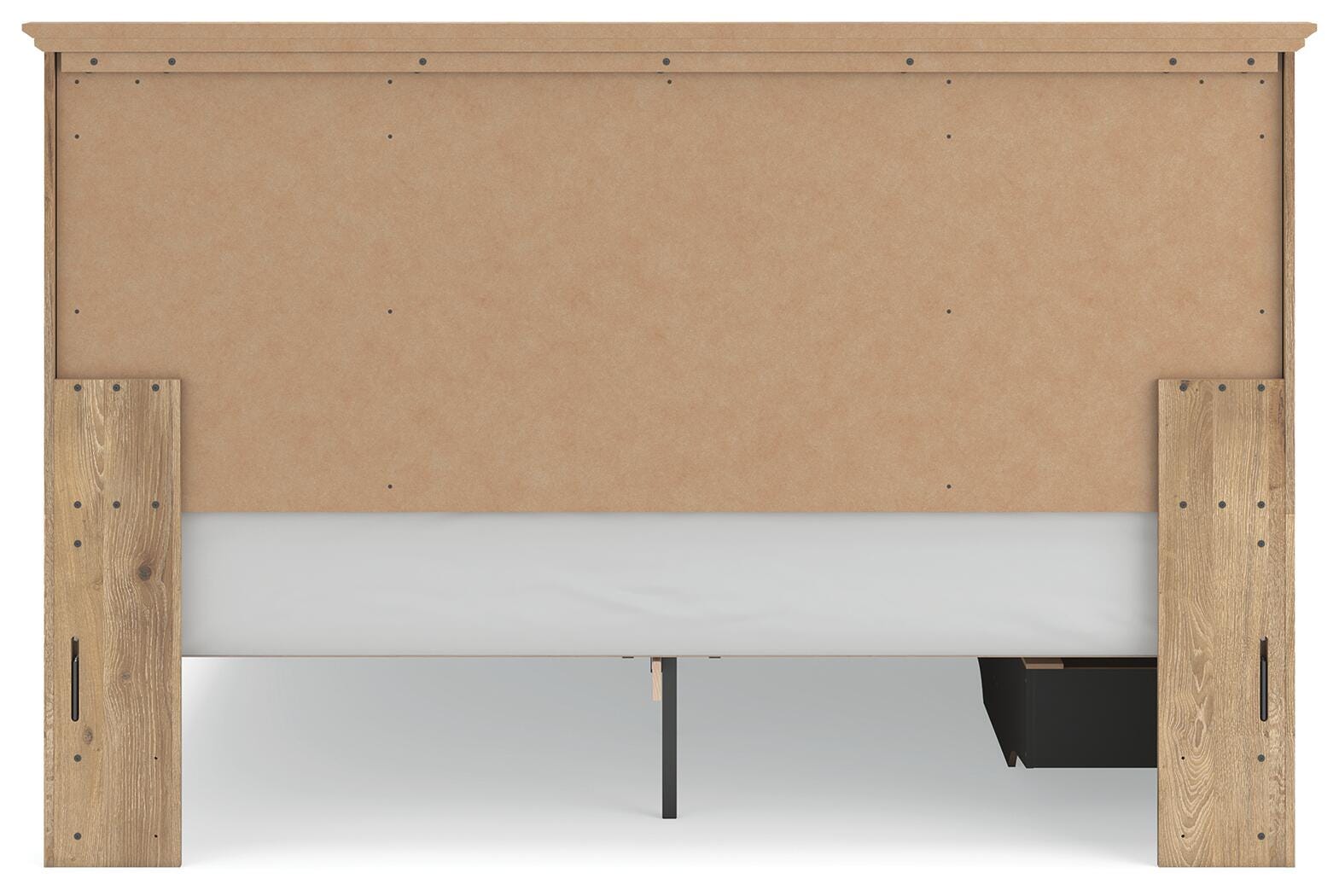 Fenderport Tan King Panel Storage Bed with Panel Footboard and Under Bed Storage