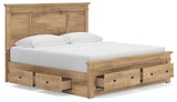 Fenderport Tan King Panel Storage Bed with Storage Footboard and Under Bed Storage (Online Special Price)