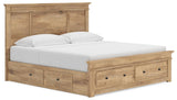 Fenderport Tan King Panel Storage Bed with Storage Footboard and Under Bed Storage