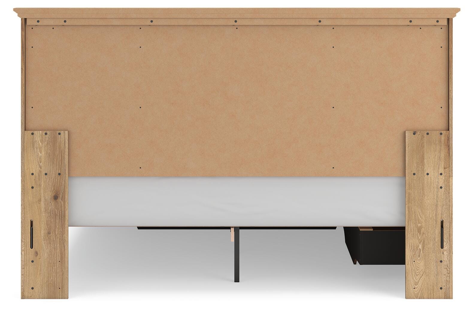 Fenderport Tan King Panel Storage Bed with Storage Footboard and Under Bed Storage