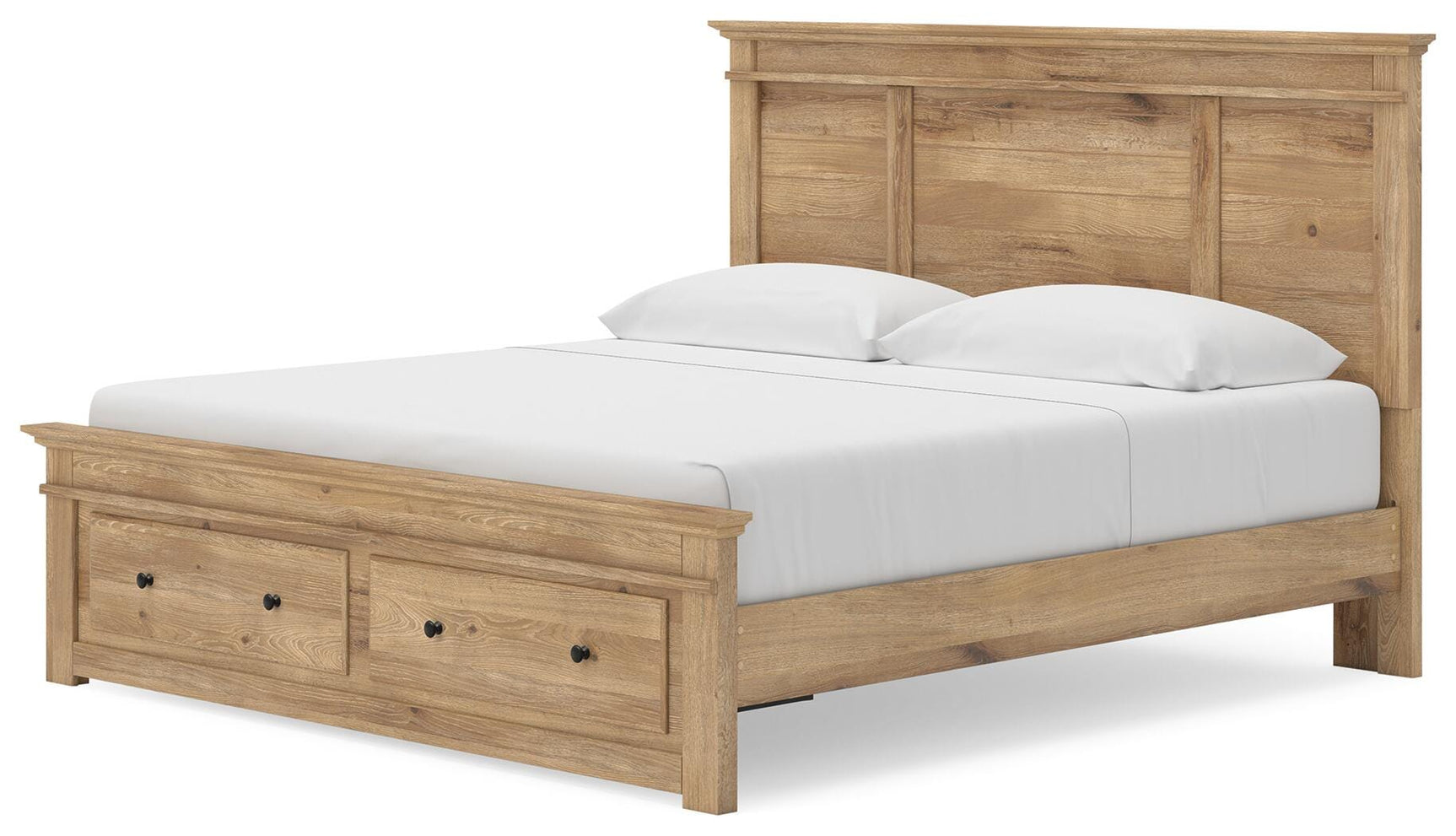 Fenderport Tan King Panel Storage Bed with Storage Footboard (Online Special Price)