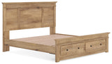 Fenderport Tan King Panel Storage Bed with Storage Footboard (Online Special Price)
