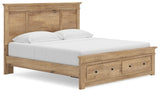 Fenderport Tan King Panel Storage Bed with Storage Footboard (Online Special Price)