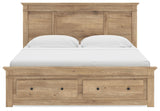 Fenderport Tan King Panel Storage Bed with Storage Footboard (Online Special Price)