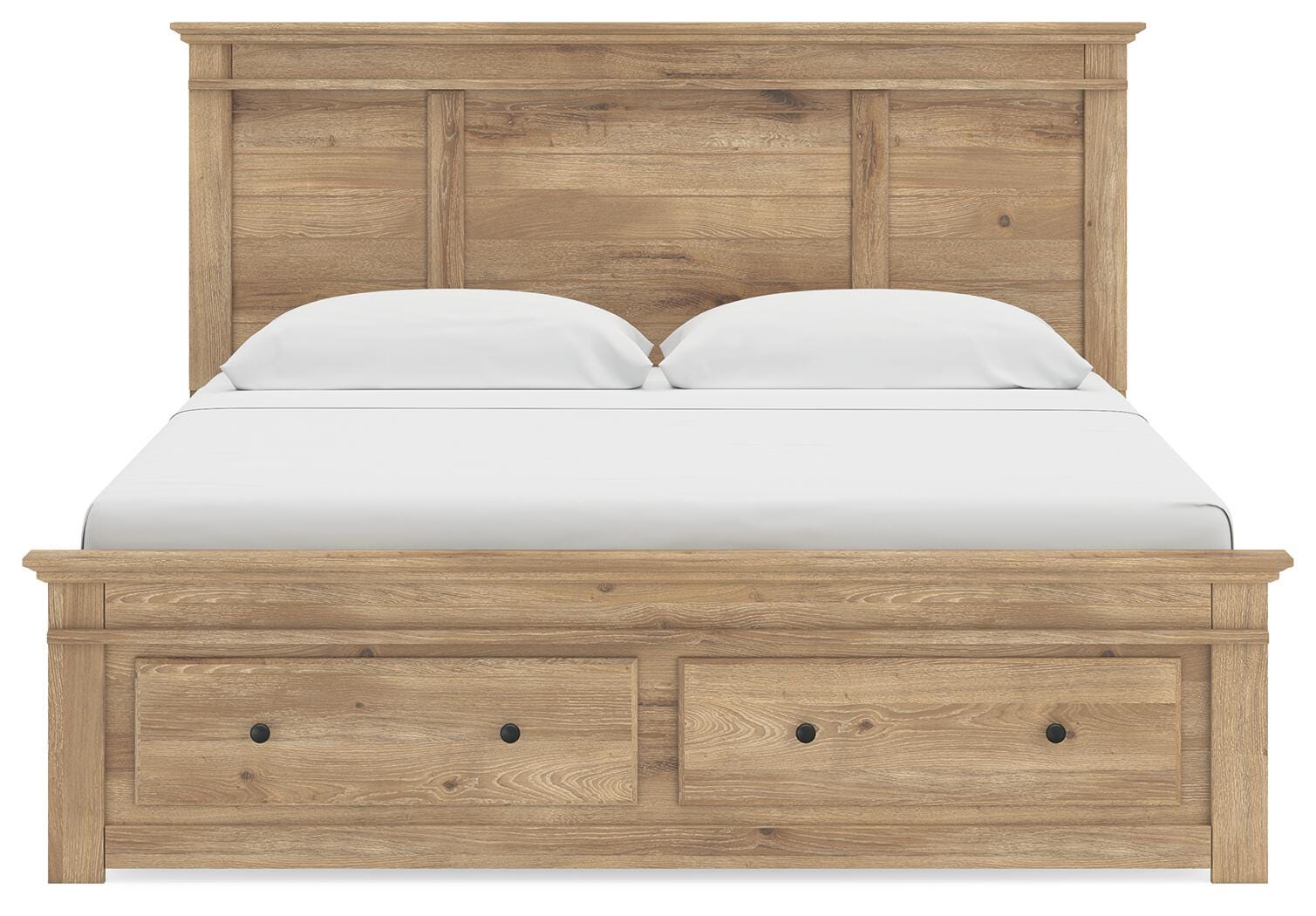 Fenderport Tan King Panel Storage Bed with Storage Footboard