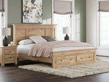 Fenderport Tan King Panel Storage Bed with Storage Footboard (Online Special Price)