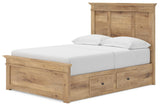 Fenderport Tan Full Panel Storage Bed with Panel Footboard and 2 Under Bed Storage Units