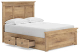 Fenderport Tan Full Panel Storage Bed with Panel Footboard and 2 Under Bed Storage Units