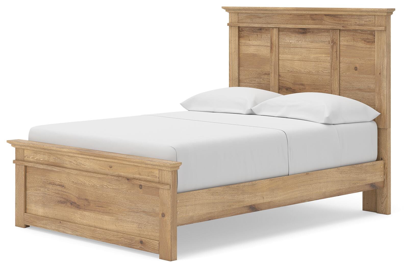 Fenderport Tan Full Panel Storage Bed with Panel Footboard and Under Bed Storage