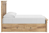 Fenderport Tan Full Panel Storage Bed with Panel Footboard and Under Bed Storage